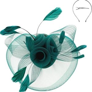 Gorgeous Green Feathers Fascinator Kentucky Derby, High Tea Church, Fune…